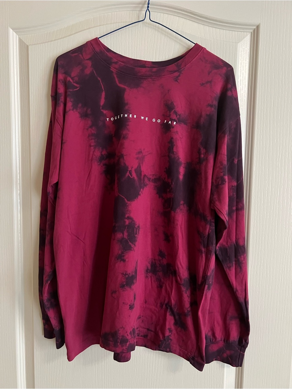 Peloton Burgundy and Black Tie-Dye Long Sleeve Tee